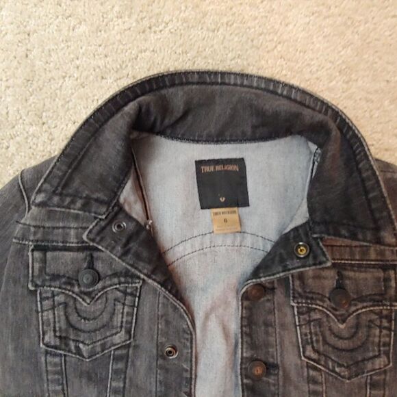 Youth Girls size 6 True Religion denim jacket blac - Picture 2 of 4
